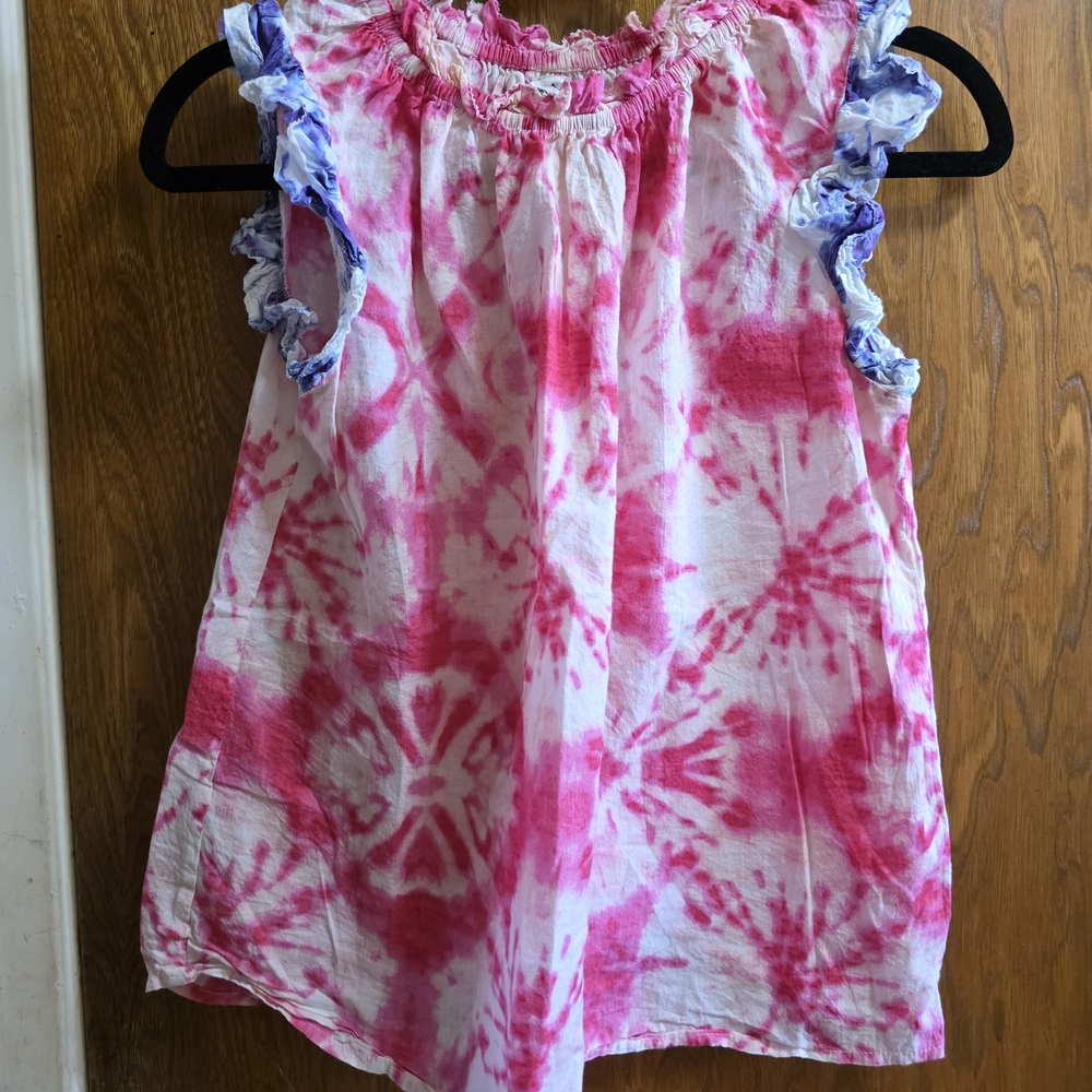 THML Pink and Blue Tie-Dye Blouse